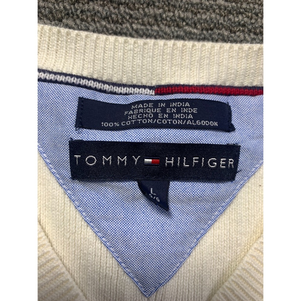 Tommy Hilfiger Knit White Sweater Vest Varsity Tennis Golf Men's Size L - Picture 8 of 14